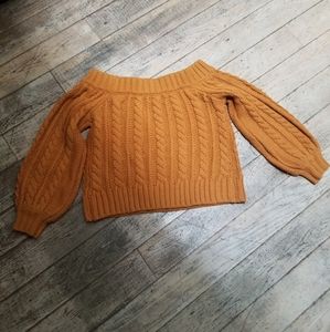 Forever 21 Off Shoulder Sweater Harvest Gold Sz L